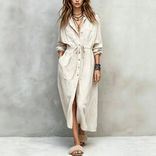 Load image into Gallery viewer, Spring and Autumn Casual Drawstring Waist Shirt Dress Loose Style for Women

