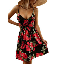 Load image into Gallery viewer, Summer Women's Printed Strap Dress Fashion V-Neck Fitted Short Dress
