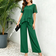 Load image into Gallery viewer, Irregular Top Wide Leg Long Pants Two-Piece Set
