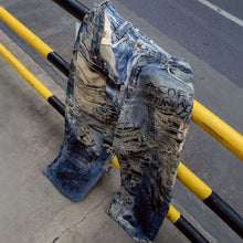Cargar imagen en el visor de la galería, Streetwear Graffiti Distressed 3D Print Straight Leg Jeans for Men
