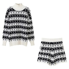 Load image into Gallery viewer, Winter Women's Knitted Suit Pant 2 Piece Sets Women Outfit Shorts Oversized Casual Sweaters Female Clothing Knitwear Tracksuit
