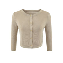 Load image into Gallery viewer, Shirt Mid-Sleeve Lightweight Knit Cardigan Light and Elegant Simple Round Neck Sun Protection Jacket
