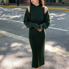 Load image into Gallery viewer, Autumn Winter Women Sweaters Sets  Fashion Short Cardigan and Sleeveless Knitted Dress 2 Pcs Suits Streetwear Sweater Two Piece
