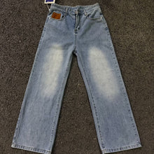 Load image into Gallery viewer, Denim Pants Men's Suede Patchwork Design Loose Straight Leg Casual Trousers
