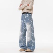 Load image into Gallery viewer, Deep Blue Denim Pants Men's Streetwear Style Flared Knife Cut Trousers
