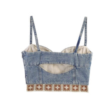 Load image into Gallery viewer, Splicing top+loose jeans set
