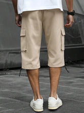 Load image into Gallery viewer, Men's 3/4-Length Cargo Shorts — Woven Twill Fabric, Multi-Pocket Casual Trousers. Non-Stretch Adult Apparel for Summer

