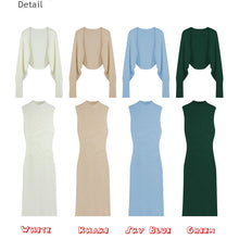Load image into Gallery viewer, Autumn Winter Women Sweaters Sets  Fashion Short Cardigan and Sleeveless Knitted Dress 2 Pcs Suits Streetwear Sweater Two Piece
