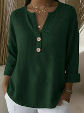 Load image into Gallery viewer, V-neck Waffle Knit Women's Sweater Solid Color Casual Long Sleeve Top Pullover
