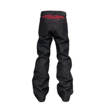 Load image into Gallery viewer, Embroidered Red and Black Flared Jeans for Men
