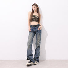 Load image into Gallery viewer, Vintage Washed Blue Straight Leg Jeans Women
