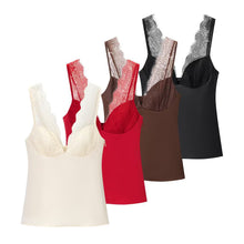 Load image into Gallery viewer, Lace and satin textured top for women's clothing
