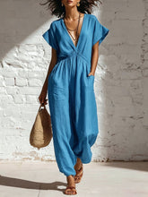 Load image into Gallery viewer, Deep V-neck loose fit pants for women
