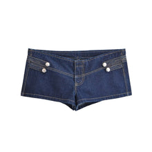 Load image into Gallery viewer, Multi row metal buckle denim jacket+shorts two-piece set for women
