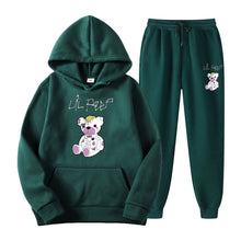Load image into Gallery viewer, Men's Bear Print Fleece Hooded Sweatshirt Set
