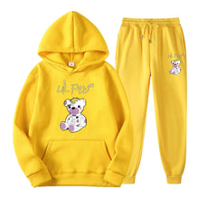 Load image into Gallery viewer, Men's Bear Print Fleece Hooded Sweatshirt Set
