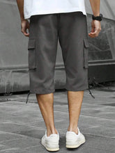 Load image into Gallery viewer, Men's 3/4-Length Cargo Shorts — Woven Twill Fabric, Multi-Pocket Casual Trousers. Non-Stretch Adult Apparel for Summer
