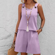 Charger l'image dans la galerie, Women's Fashion Round Neck Sleeveless Two Piece Short Set
