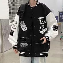 Load image into Gallery viewer, Casual Color Block Long Sleeve Button Closure Stand Collar Regular Fit Baseball Jacket
