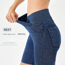Load image into Gallery viewer, High-Waisted Waist Stretchy Slimming Denim Shorts With Pockets
