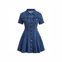 Lade das Bild in den Galerie-Viewer, Western-Style Denim Short-Sleeve Open-Dress
