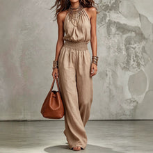 Load image into Gallery viewer, Sleeveless Backless Waist-Tie Halter Wide-Leg Jumpsuit for Women
