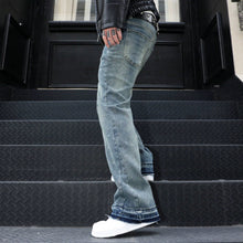 Load image into Gallery viewer, Retro Summer Washed Denim Pants for Men with Distressed Splatter Design, Fashionable Casual Trousers
