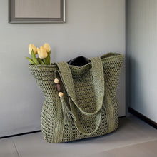 Load image into Gallery viewer, Straw Woven Hand-Held Vacation Style Beach Shoulder Bag
