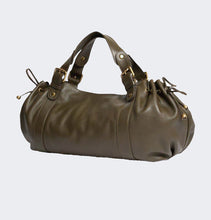 Load image into Gallery viewer, Black large capacity soft leather tote bag with pleated drawstring hand-held shoulder bag
