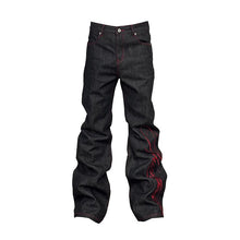 Load image into Gallery viewer, Embroidered Red and Black Flared Jeans for Men
