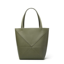 Load image into Gallery viewer, Large capacity single shoulder geometric splicing folding bucket bag
