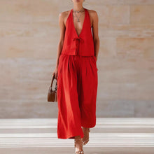 Load image into Gallery viewer, Style Solid Color Sleeveless Casual Loose Fit Two-Piece Set Tank Top amp Wide-Leg Pants Women's Outfit
