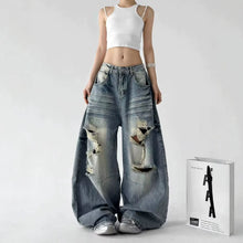Load image into Gallery viewer, High Street Style Washed Distressed Jeans Women
