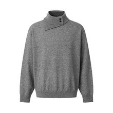 Load image into Gallery viewer, Irregular High Neck Sweater Men  Trendy Design Loose Knitwear

