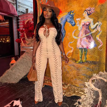 Load image into Gallery viewer, Fashion Women's Strapless Jumpsuit Sexy Side Tie Distressed Denim One-Piece Pants
