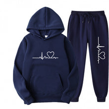 Load image into Gallery viewer, Heart Print Long Sleeve Pullover Hoodie Sweatshirt and Pants Two-Piece Set
