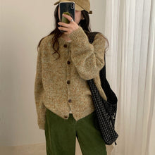 Load image into Gallery viewer, Women's Gentle Round Neck Multicolor Yarn Soft Knitted Cardigan Sweater Coat
