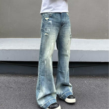 Load image into Gallery viewer, Splatter Paint Ripped Flared Jeans Pants
