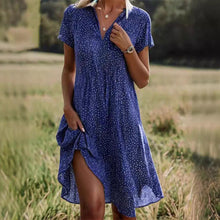 画像をギャラリービューアに読み込む, Polka Dot Print Short Sleeve V-Neck Loose Fit Casual Summer Dress
