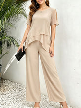 Load image into Gallery viewer, Irregular Top Wide Leg Long Pants Two-Piece Set
