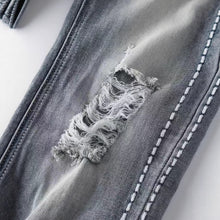 Load image into Gallery viewer, Washed distressed straight leg jeans for women
