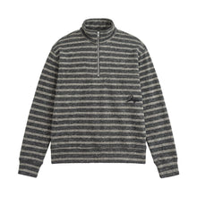 Load image into Gallery viewer, Letter Embroidery Stripe Spliced Half-Zip Hooded Sweatshirt Men
