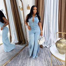 Lade das Bild in den Galerie-Viewer, Strapless Sexy Backless Long Denim Jumpsuit for Women
