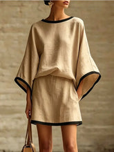 Load image into Gallery viewer, Cotton Linen Casual Batwing Sleeve Top and Skirt Two-Piece Set for Women
