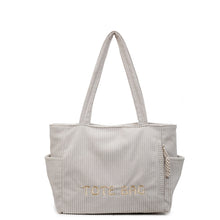 Load image into Gallery viewer, Corduroy Shoulder Large Capacity Student Tote Bag ﻿
