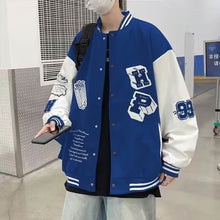Load image into Gallery viewer, Casual Color Block Long Sleeve Button Closure Stand Collar Regular Fit Baseball Jacket
