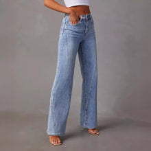 Load image into Gallery viewer, Fashionable loose patchwork wide leg women's jeans for women

