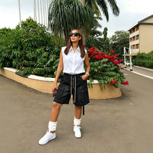 Lade das Bild in den Galerie-Viewer, Washed Tie-Up Distressed Frayed Denim Shorts with Belt Loops
