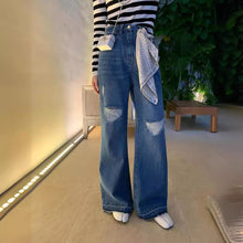 Load image into Gallery viewer, Layered Ripped Wide-Leg Jeans Women Spring New Long Pants
