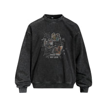 Load image into Gallery viewer, Character print distressed stir fried round neck hoodie for men

